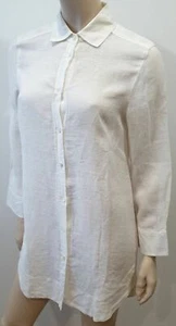 Mini Camisa Vestido WEEKEND MAXMARA Blanco Lino Cuello Manga Larga Corto UK10 - Imagen 1 de 11