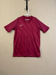 Nike Shirt Boy's Large Burgundy Dri-Fit Embroidered Swoosh Short Sleeves - Picture 1 of 12