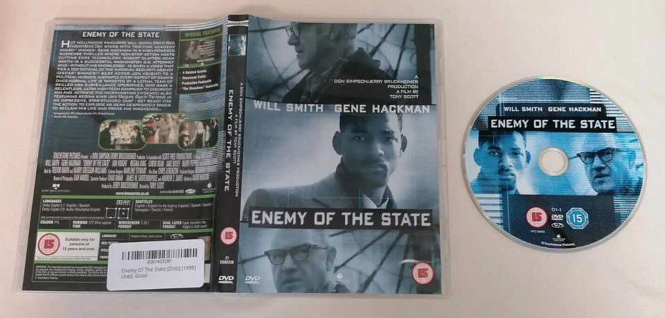 DVD - Enemy Of The State Will Smith Gene Hackman Tony Scott Movie PAL UK R2 - Image 1 of 1