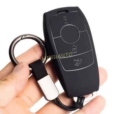For Mercedes-Benz A B C E S G GLE Class Car Key Fob Chain Cover Case Matte Black - Image 1 of 4