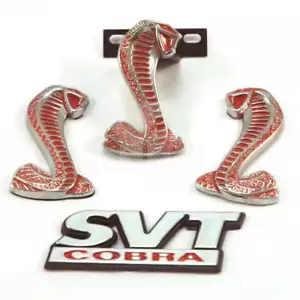 1994-04 Mustang SVT Cobra Red & Chrome Exterior Emblems - Grille Trunk & Fenders - Picture 1 of 1