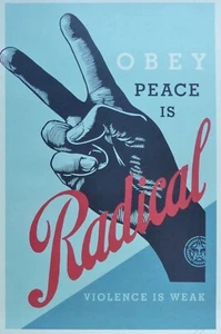 SHEPARD FAIREY Obey Giant Radical Peace Hand signed Lithograph Urban Art - Picture 1 of 4