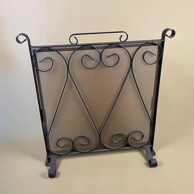 Antique Black Cast Iron Metal Fire Screen Guard Fireguard Vintage Old Fireplace - Image 1 of 4