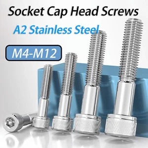 TORNILLOS HEXAGONALES CABEZA TAPA ALLEN M4 A M12 A2 ACERO INOXIDABLE DIN 912 - Imagen 1 de 50