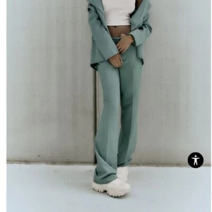 Zara Wide Leg Dress Career Casual Sage Green Trousers Women's Sz M Spring Summer - Picture 1 of 8