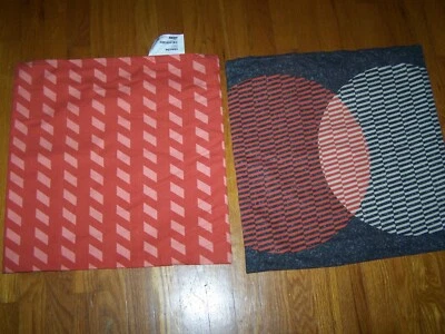 IKEA VARLOK Pillow Covers  20" x 20" Gray Orange Circles geometric PAIR - Image 1 of 2
