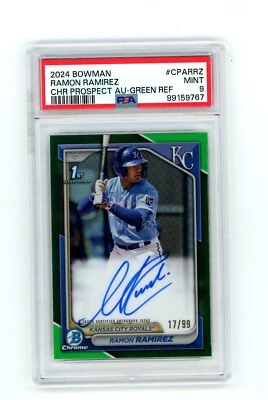 2024 Bowman Chrome 1st Ramon Ramirez /99 Green Refractor Auto #CPA-RRZ PSA 9 - Image 1 of 2