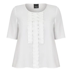 Marina Rinaldi Persona Pleated Crepe de Chine Blouse Ivory UK 18 Plus NEW - Picture 1 of 4