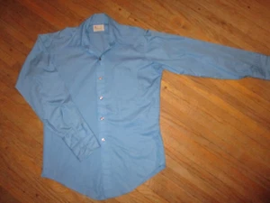 Vintage Kentfield elegantes französisches Hemd mit Manschette und Knopfleiste Langarm dacronblau MD - Bild 1 von 4