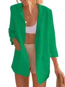 Women's Spring Summer Casual Open Front Long Sleeve Lightweight Blazer Size S - Picture 1 of 7