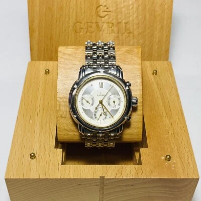 Reloj Cronógrafo Automático Gevril K0111 Acero Inoxidable Oro Amarillo 18K con Caja Foto 1 de 4