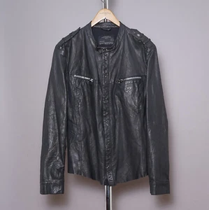 ALL SAINTS Leather Shirt Jacket XXL Mens Black Biker Celebrity Grail 2XL REBELL - Picture 1 of 19