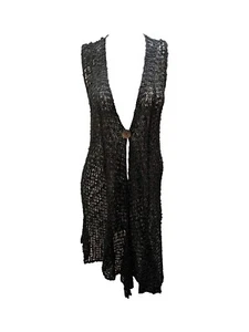 Womens Handmade Sleeveless Boho Crochet Cardigan Longline Free Size UK 8-20 - Picture 1 of 1