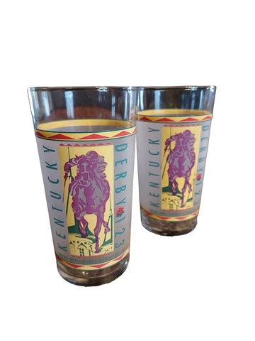 Kentucky Derby Tumblers Pair of 1997 Commerative  123 year Glasses  SKU S0421 Cover