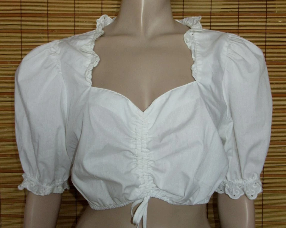 WEISSE DIRNDLBLUSE - TRACHTENBLUSE - SPITZE - COTTON/POL. - GR. L - Bild 1 von 1