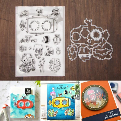 You Are Sublime Submarine w Sea Animals Cutting Dies & Stamps Set – I’m So Jelly — 第 1/4 张图片