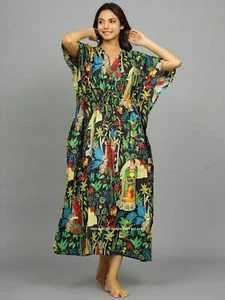 Damen Maxi Kaftan Einheitsgröße Kaftan Lang Strand Abendkleid Kimono Freizeit - Bild 1 von 8