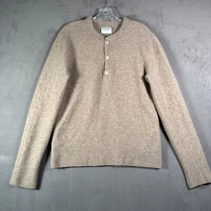 Maglione Abercrombie & Fitch uomo L beige misto lana yak maglia pullover Henley - Foto 1 di 7
