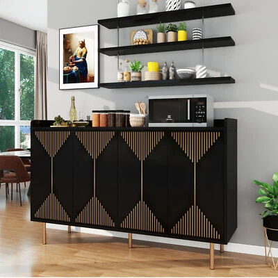 55" Large Sideboard Buffet Coffee Bar Cabinet with Storage with Rebound Door - Image 1 of 4