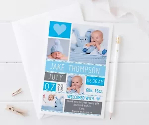 10 personalisierte neue Baby Dankeskarten / Ankündigung inkl. Umschläge + Foto - Bild 1 von 2