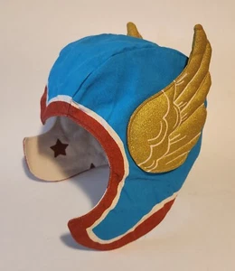 Captain America Costume Super Hero Winged Helmet Hat Canvas Red White Blue Gold - Picture 1 of 2