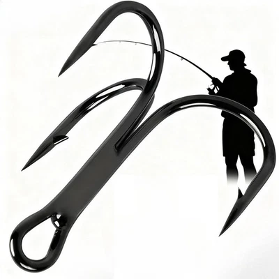 100PCS Black Carbon Steel Fishing Hook Sharp Treble Hooks Size 8# - Image 1 of 4