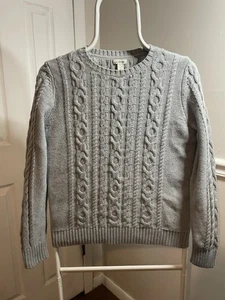 L L Bean Womens Cable Sweater Pullover Light Blue Cotton Preppy Coastal Small - Picture 1 of 5
