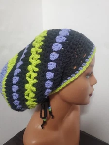 Crochet Tam Dreadlock Hat Handmade With Drawstring Cute Womans Beanie - Picture 1 of 7