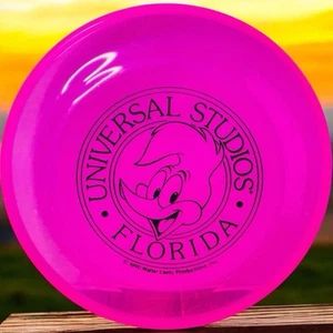 Vintage 1990 Universal Studios Florida Hot Pink Woody Woodpecker Frisbee Flying Disc - Bild 1 von 5