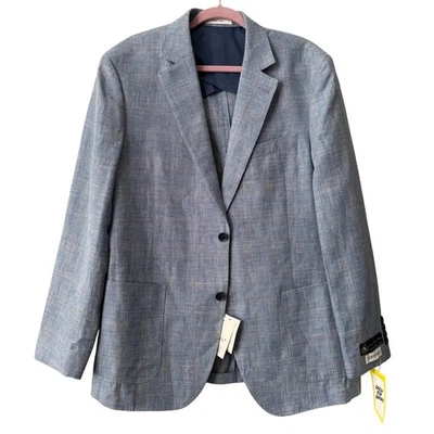 Nordstrom Men's Italian Linen Blend Sport Coat – Blue Jacket 44L (NWT) Blazer - Image 1 of 4
