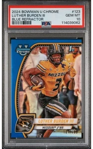 Luther Burden III 2024 Bowman U Chrome Blue Refractor Rookie /199 PSA 10 - Picture 1 of 2