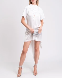 RRP€1266 ALEXANDER WANG Mini Dress US2 UK6 IT38 XS Asymmetric Logo Cutout Draped - Picture 1 of 12