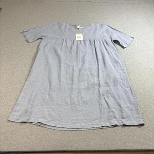 Sauths Linen Dress Women Large Light Blue Shirt Tunic A-Line Lagenlook Boho READ - Picture 1 of 15