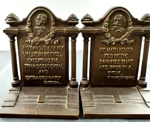 Antique B&H Bradley & Hubbard Bronze Shakespeare & Emerson Bookends - Picture 1 of 11