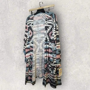Lularoe Caroline Cardigan Sweater 3XL Pink/Blue/Gray Pattern NWT - Picture 1 of 6
