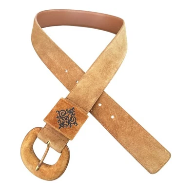 Vintage Sostanza Pig Suede Belt with Embroidered Detail, Size Medium Women's 30 - Image 1 of 4