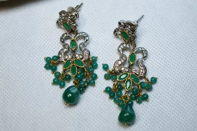 gioielli vittoriani orecchino vittoriano smeraldo1 - Immagine 1 di 4