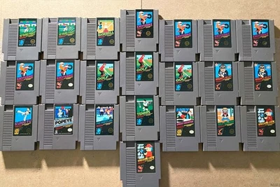 LOT OF 22 Black Box NES Games (Popeye Gunman Wrecking 1985) - CARTS ONLY *TESTED - Image 1 of 4