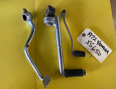 Yamaha XS650 1972 juego de palancas de pie Kickstarter, palanca de cambios y palancas de freno.  CROMO Foto 1 de 4