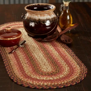 Primitive Ginger Spice Table Runner, Orange Red Natural, Jute Blend, Oval, 13... - Picture 1 of 4