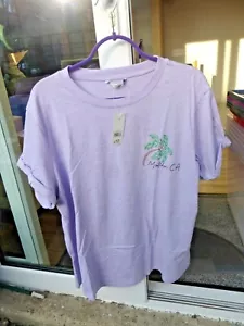Lilac T-Shirt with Embroidered Palm Tree & Malibu CA - Size 24 - New with Tags - Picture 1 of 2