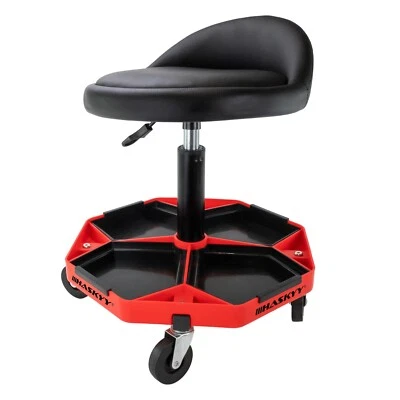 HASKYY Werkstatthocker mit Rückenlehne höhenverstellbar Praxishocker auf Rollen - Bild 1 von 4