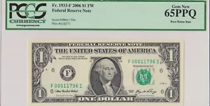 2006 Atlanta $1 LOW SERIAL Fr. 1913-F 1985 - PCGS Gem New 65PPQ Serial 00011796 - Picture 1 of 2