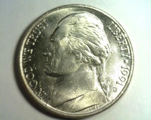 1991-D JEFFERSON NICKEL CHOICE / GEM UNCIRCULATED 5 STEPS CH. / GEM UNC. 5FS - Picture 1 of 3