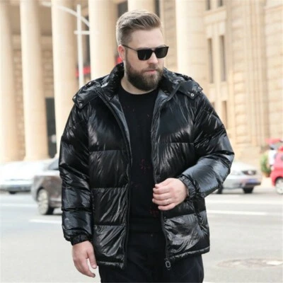 Men's Hooded Winter Glossy Shiny Duck Down Jacket Puffer Coat Outwear Thick Warm - Image 1 of 4