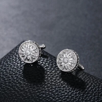 ZARD Starburst Men Cufflinks with Cubic Zirconai Pavé and Sterling Silver  - Image 1 of 2