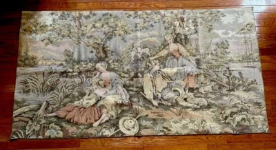 Vintage Italian Tapestry Wall Art Victorian Gobelin(?) 37” x 71” - Image 1 of 4