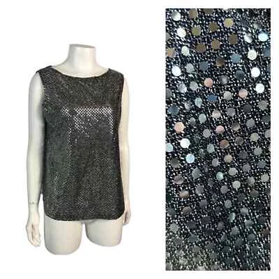 Blusa Top Disco Plateada Metálica Espejada Sin Mangas Años 90/Mediana para Mujer *  Foto 1 de 4