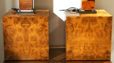 2 Grands Cubes 50x50x50 Cms Jean Claude MAHEY Placage Bois Loupe Orme Designer • 849.90€