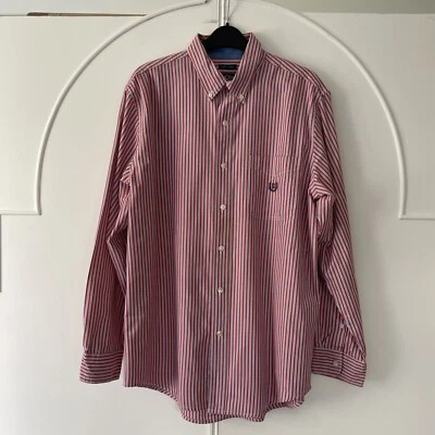 Men’s Ralph Lauren Chaps Shirt Size Medium Orange, White & Blue Stripe - Image 1 of 4
